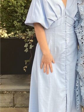 The Fifth Label Pale Blue Midi Dress with Button Front